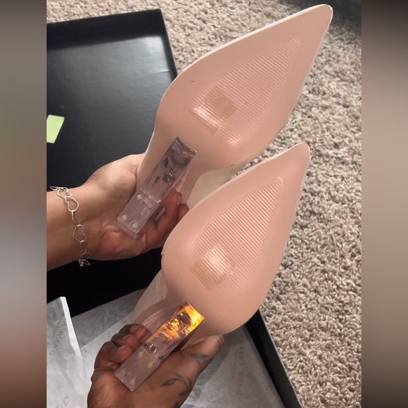 Tan Booties - Clear Wedge Heel - Picture 6 of 8